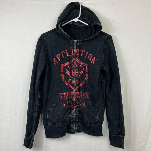 Affliction Reversible Lace Hoodie Full Zip Women S Metal Y2K Lost Souls American - Picture 3 of 16